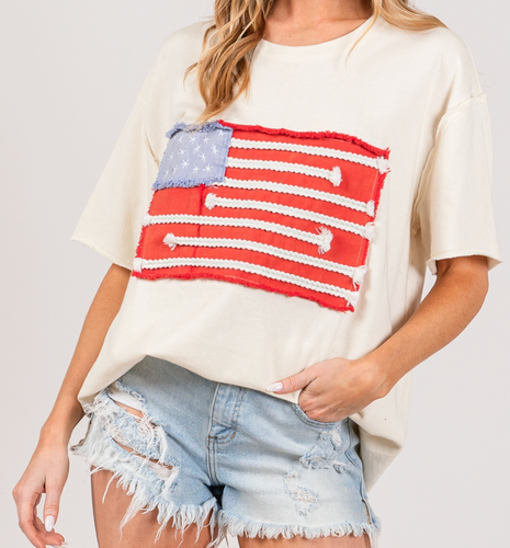 American Flag Patch Top